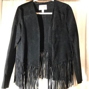 Women's Suede 100% Pigskin Fringe Jacket- Sueded